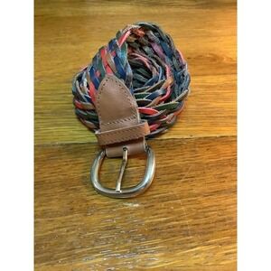 vintage 90s brown braided leather belt - women's large ML 36”